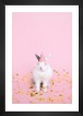 Gallery wall with picture frame in black in size 21x30 with print "Rabbit with party hat"