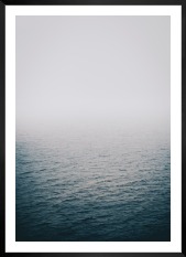 Gallery wall with picture frame in black in size 50x70 with print "Fog over the sea"