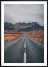 Gallery wall with picture frame in black in size 50x70 with print "Road and mountains"