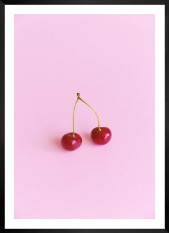 Gallery wall with picture frame in black in size 50x70 with print "Cherries and pink"
