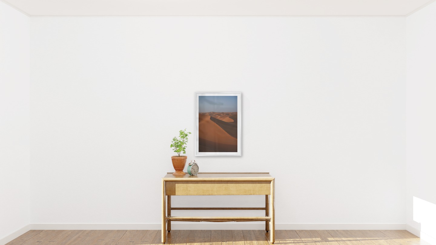 Gallery wall with picture frame in silver in size 50x70 with print "Desert"