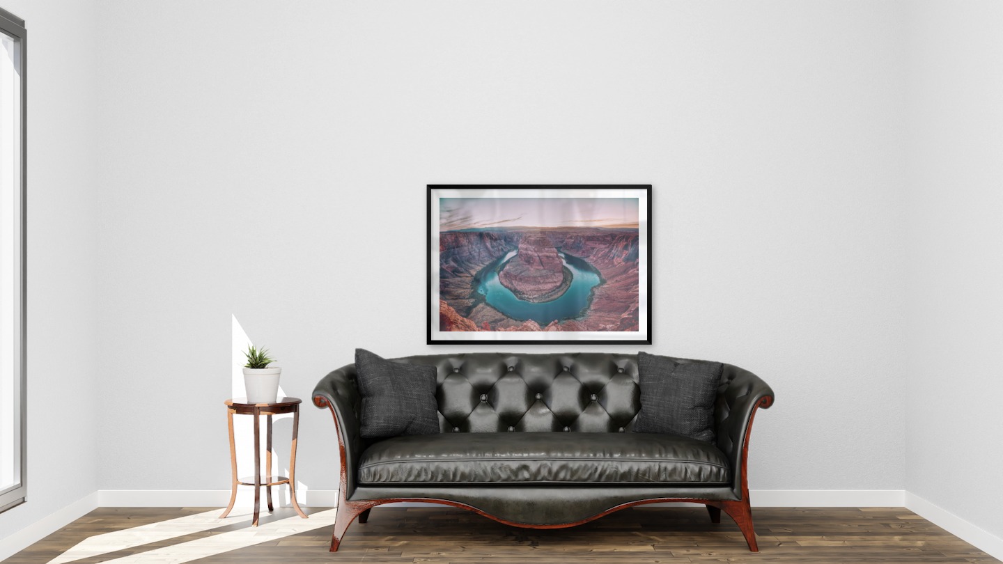 Gallery wall with picture frame in black in size 70x100 with print "Canyon"