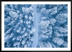 Gallery wall with picture frame in black in size 50x70 with print "Winter road from above"