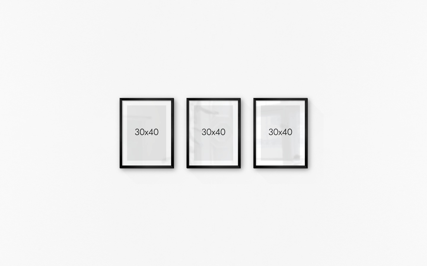 Gallery wall with picture frames in black in sizes 30x40